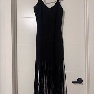 Sugarlips Black Fringe Midi Dress